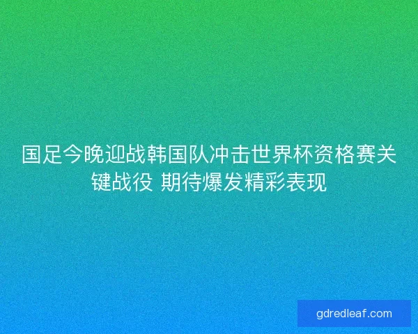 国足今晚迎战韩国队冲击世界杯资格赛关键战役 期待爆发精彩表现 国足今晚迎战韩国队冲击世界杯资格赛关键战役 期待爆发精彩表现