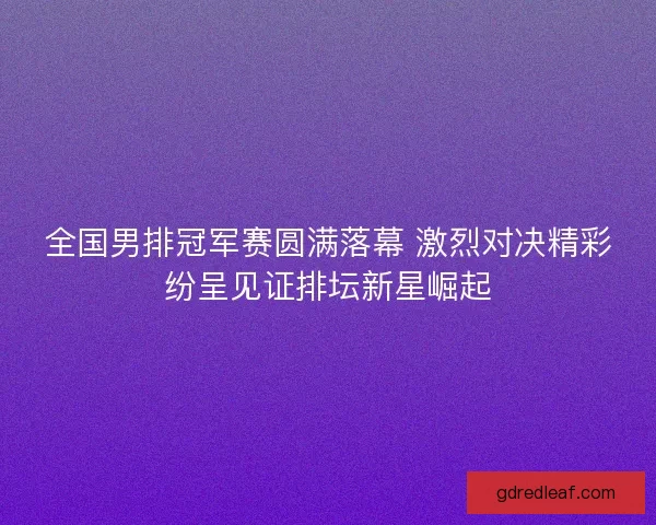 全国男排冠军赛圆满落幕 激烈对决精彩纷呈见证排坛新星崛起 全国男排冠军赛圆满落幕 激烈对决精彩纷呈见证排坛新星崛起