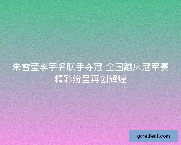 朱雪莹李宇名联手夺冠 全国蹦床冠军赛精彩纷呈再创辉煌