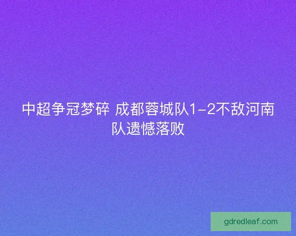 中超争冠梦碎 成都蓉城队1-2不敌河南队遗憾落败