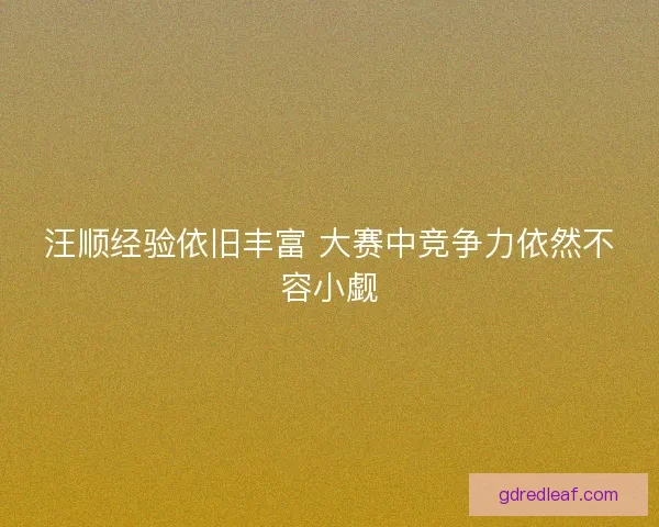 汪顺经验依旧丰富 大赛中竞争力依然不容小觑 汪顺经验依旧丰富 大赛中竞争力依然不容小觑