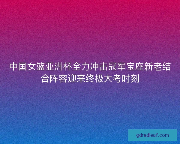 中国女篮亚洲杯全力冲击冠军宝座新老结合阵容迎来终极大考时刻