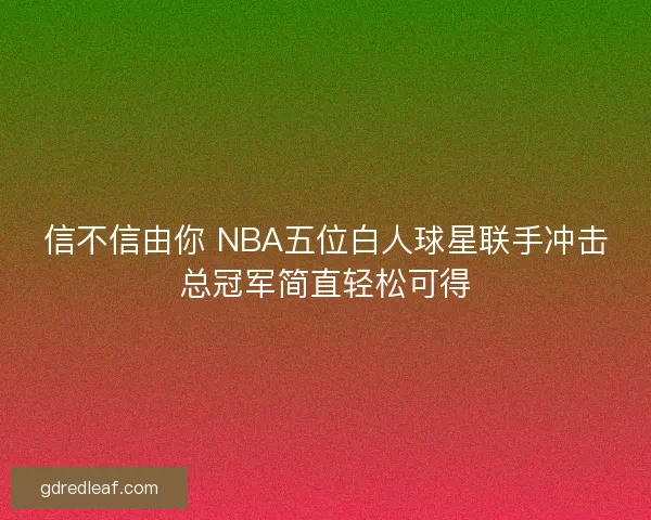 信不信由你 NBA五位白人球星联手冲击总冠军简直轻松可得